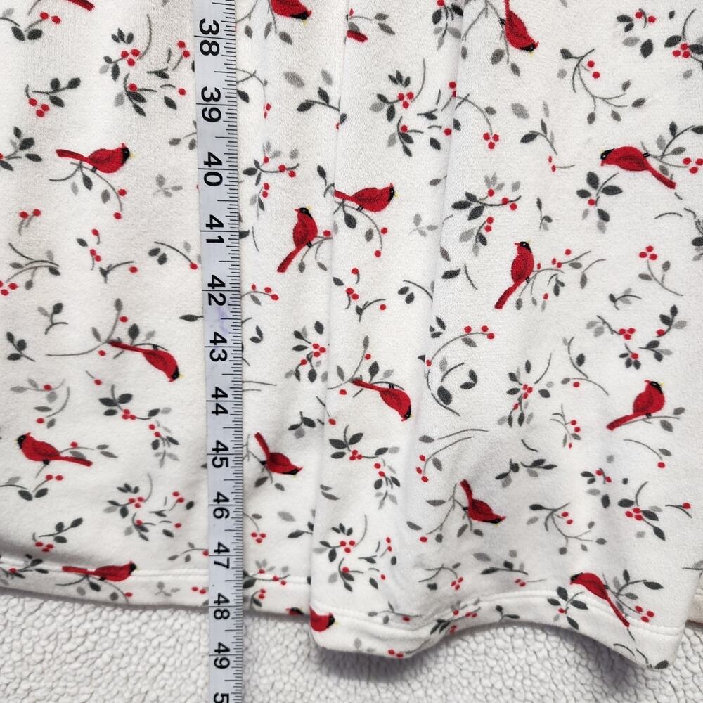 Aria Womens Velour Nightgown Size 4X White Red Cardinal Bird Print Long Sleeve - Picture 8 of 11